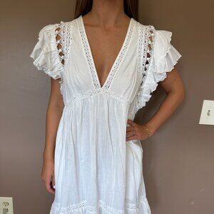 Anthropologie White Ruffle Eyelet Midi Dress – NWT – Size S